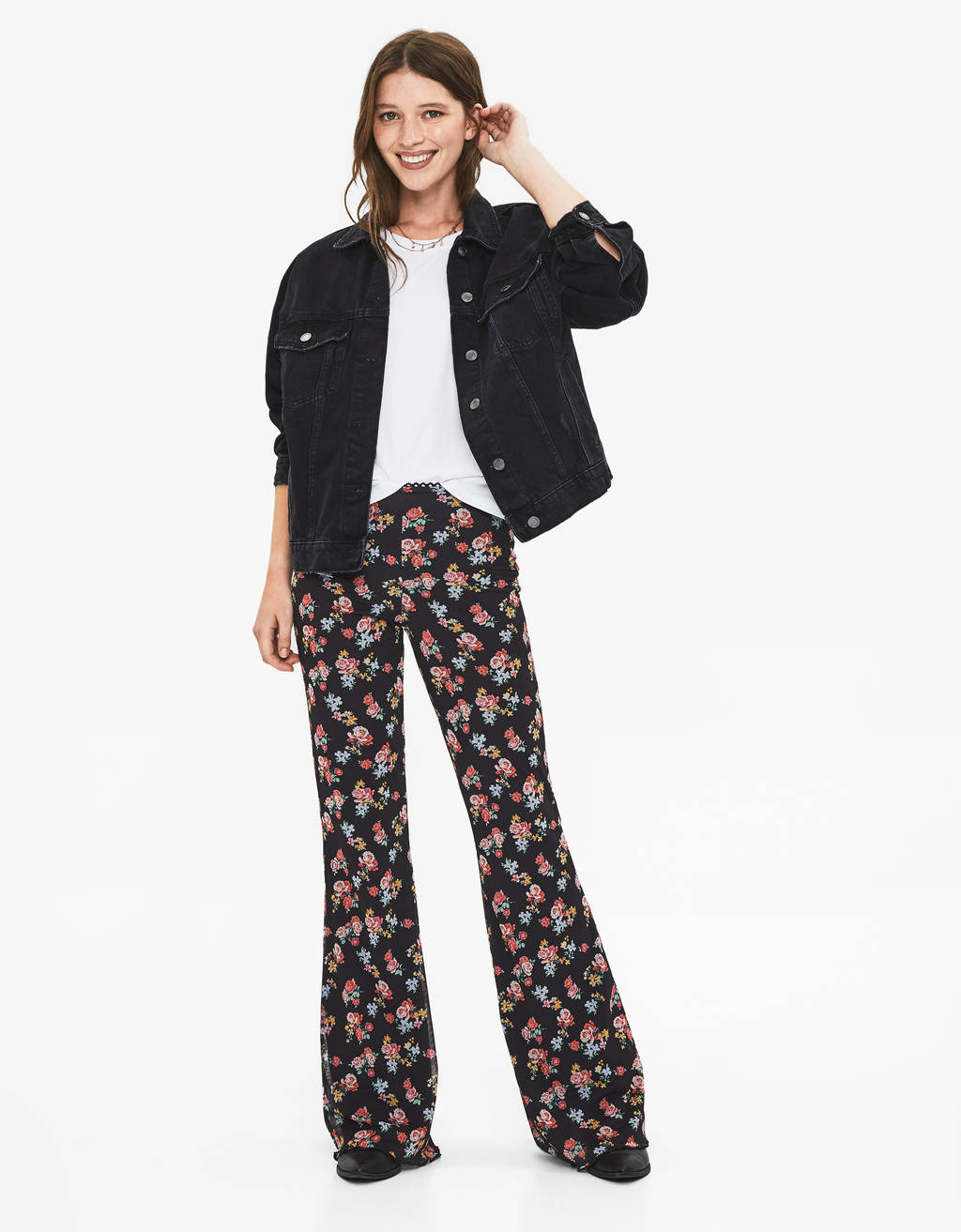 floral flared trousers