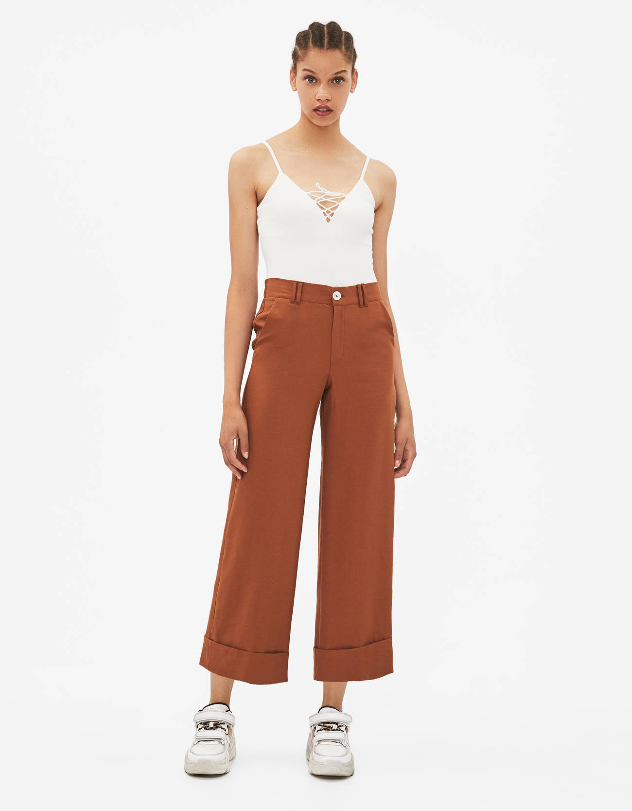 Pantalón culotte High Waist - null - Bershka Honduras