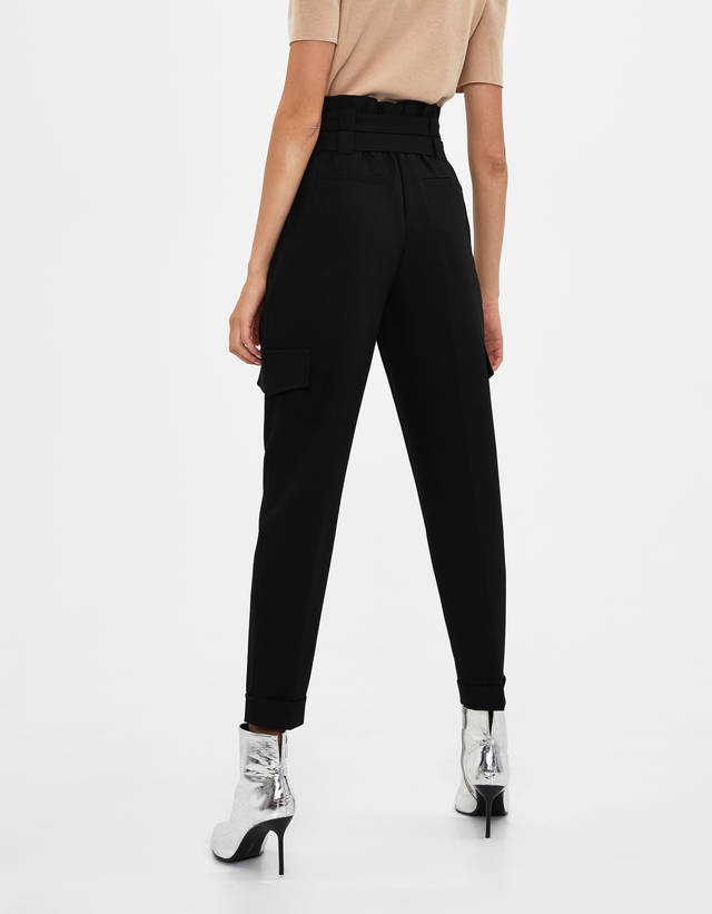 Cargo trousers with double belt - null 