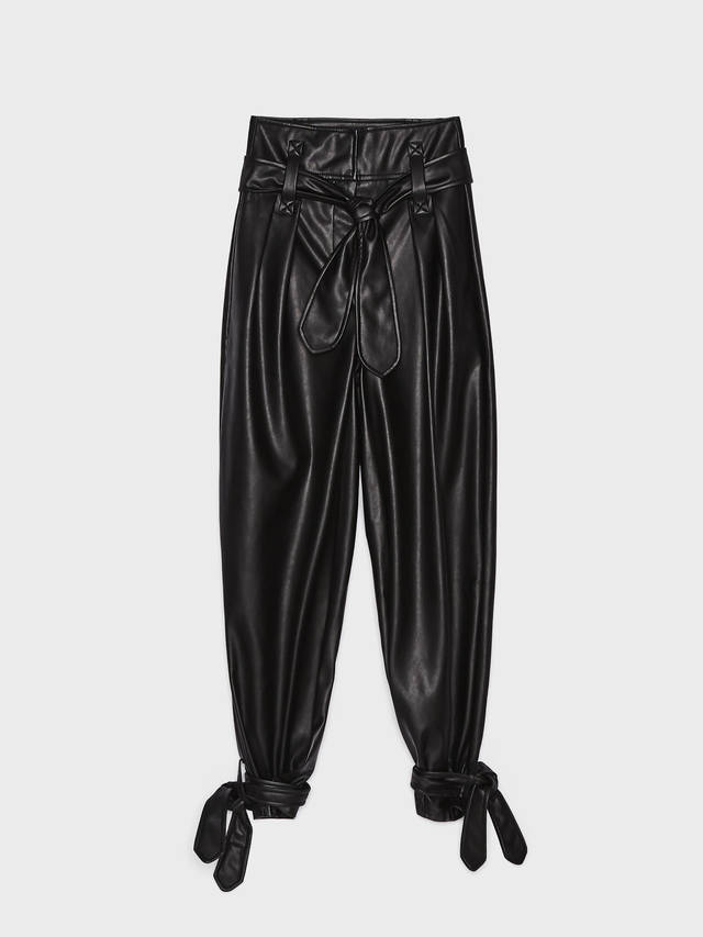 Faux leather joggers with ties - Puffer 