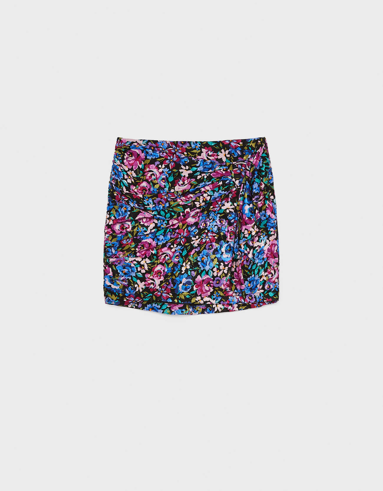 Короткая юбка с цветочным принтом Фуксия Bershka