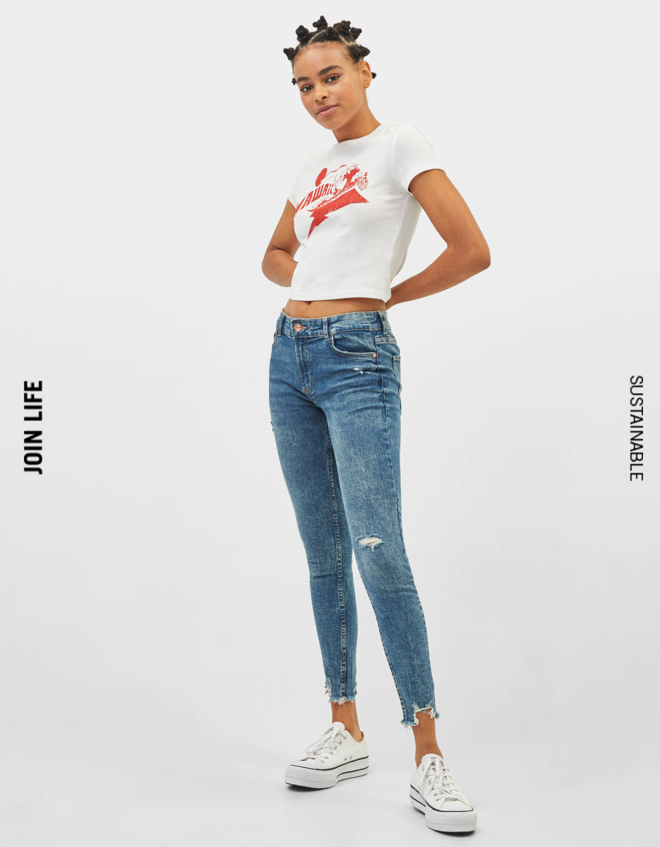Low waist skinny jeans - New - Bershka 