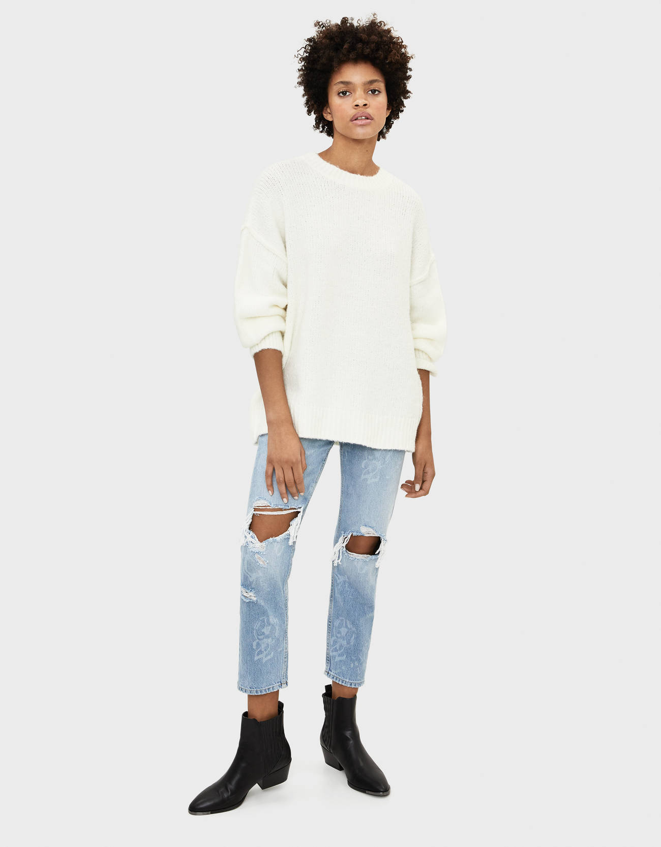 Boyfriend jeans with laser print - null - Bershka Kosovo