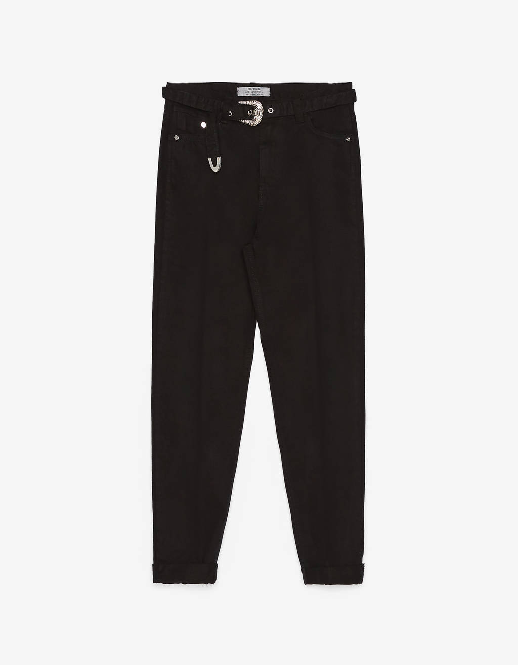 Pantalón Mom Fit con cinturón - Flare - Bershka Ecuador