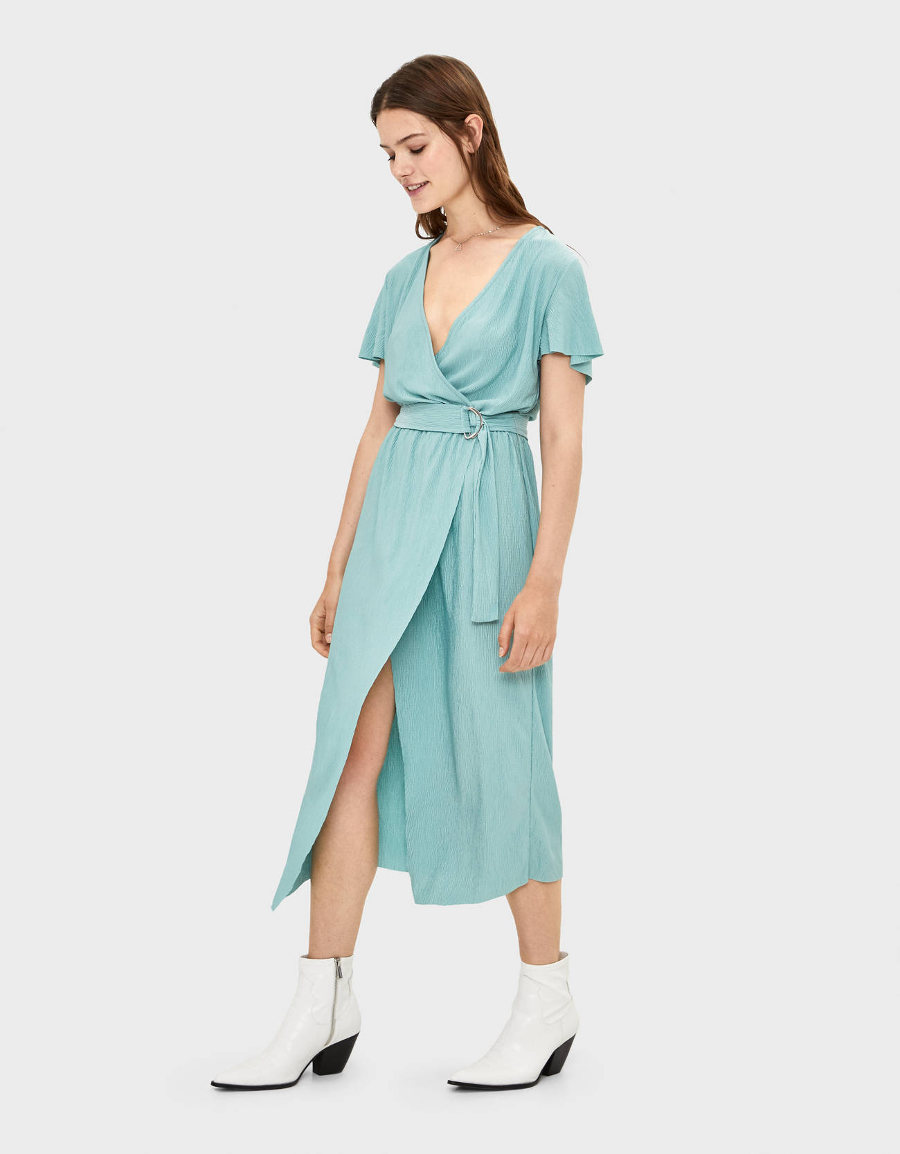 Bershka Kemerli midi elbise 8 Bershka Kemerli midi elbise 9