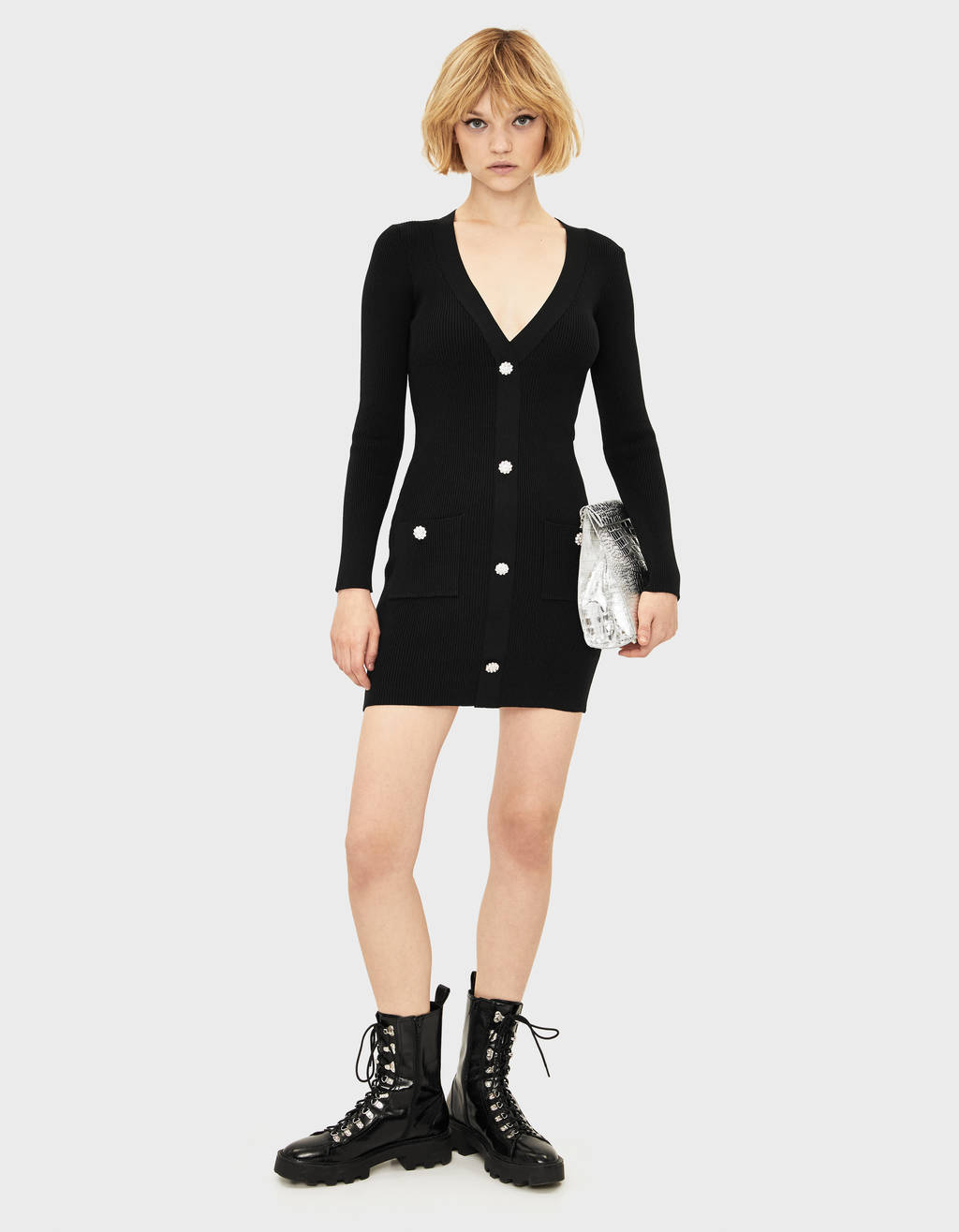 Jurk Met Knopen Met Juweelapplicatie Heuptas Bershka Netherlands