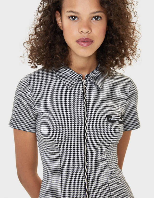 E57c59 Geruite Jurk Met Rits Thedelhidawn Com