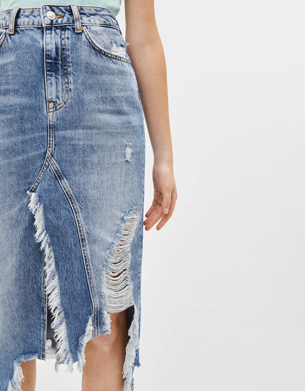 Ripped Denim Skirt Best Sellers Bershka South Korea