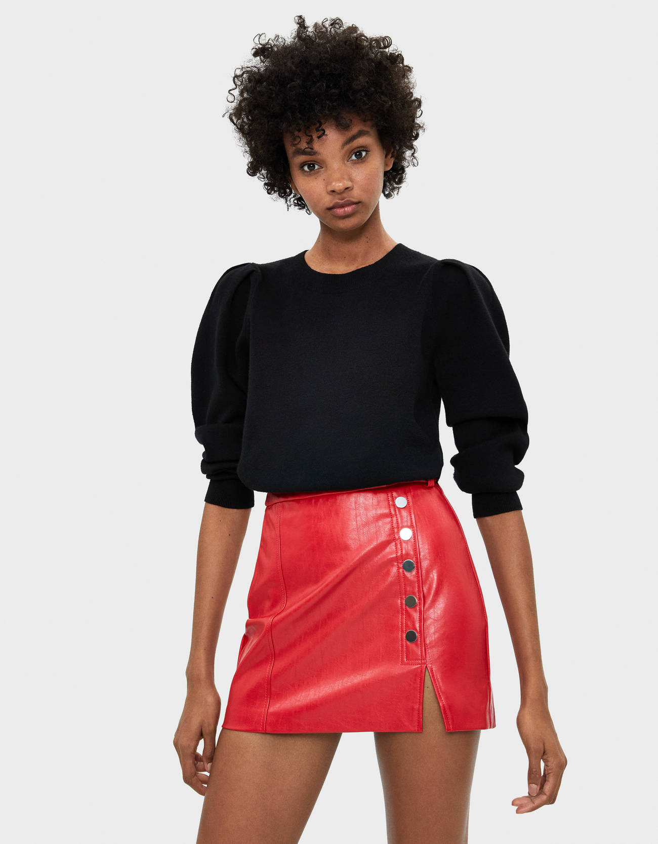 Faux leather skirt with buttons - Jeans 