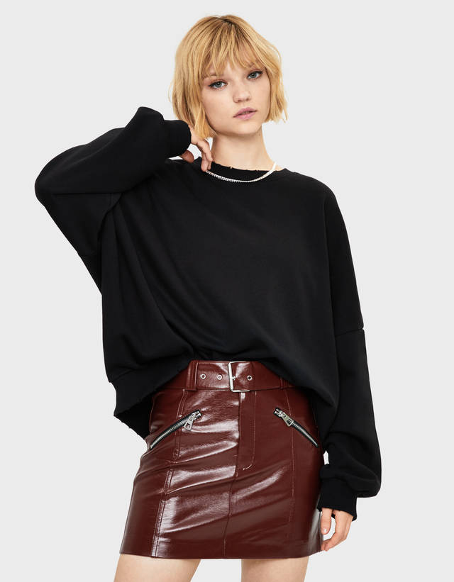 bershka vinyl skirt