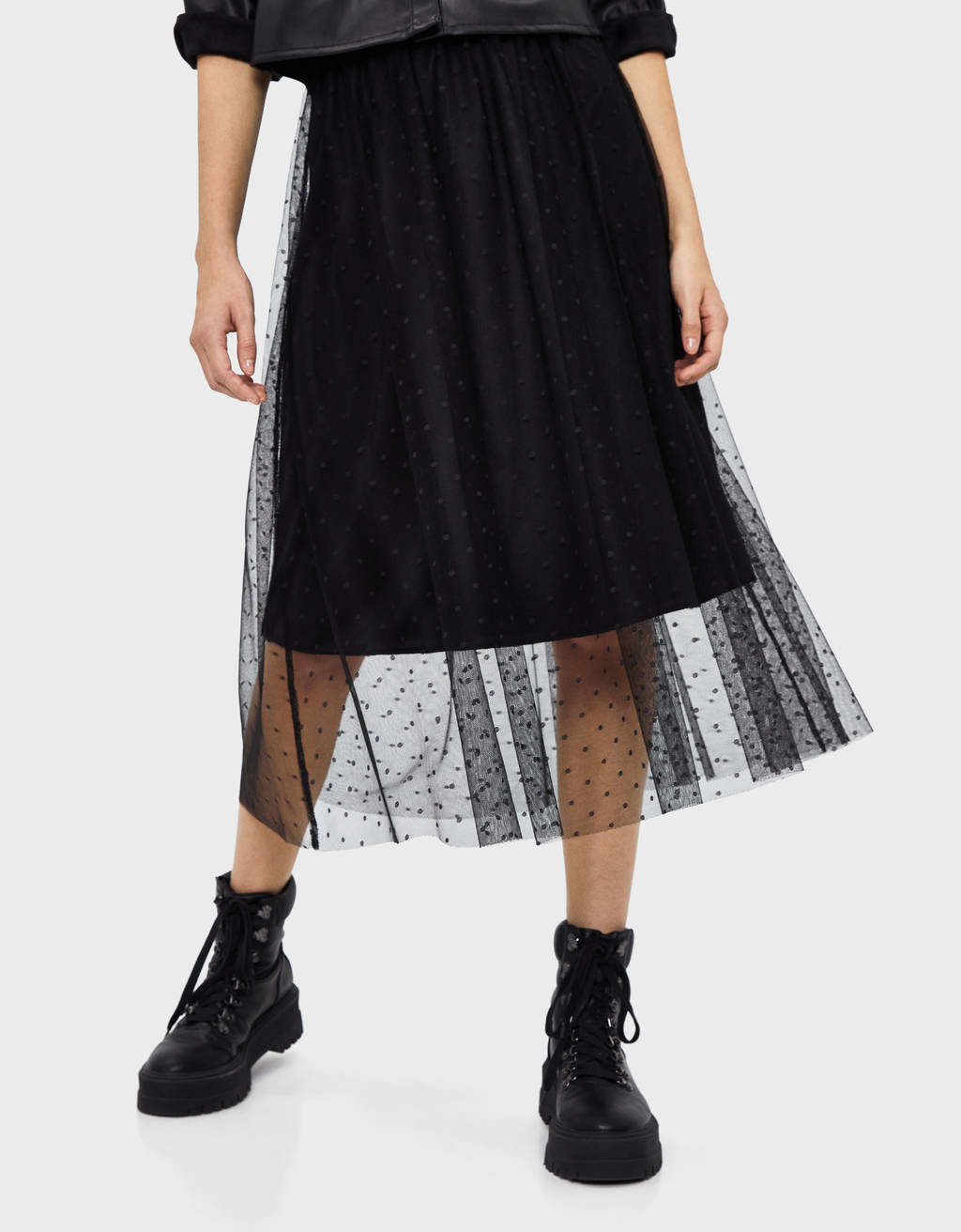 Tulle Midi Skirt Plain Bershka United Arab Emirates