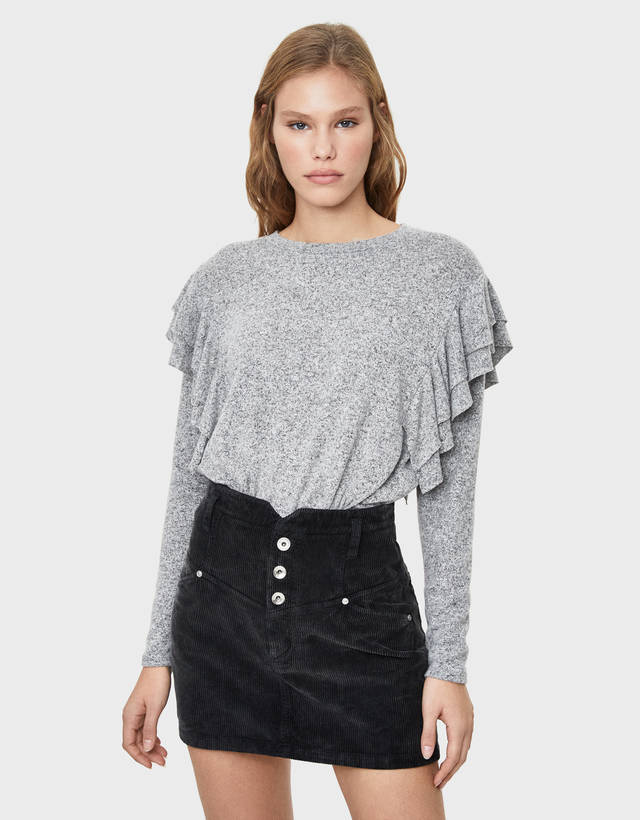 Short corduroy skirt with buttons - Shorts - Bershka Kosovo