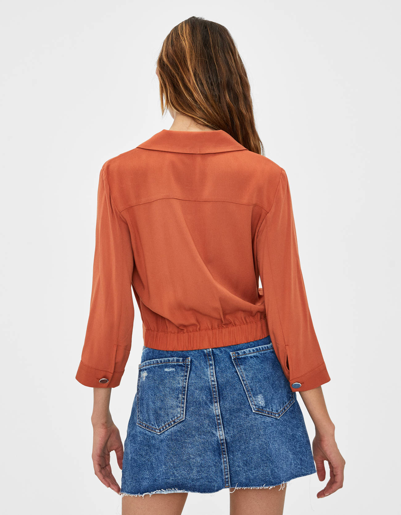 Bershka Kıvrık 3/4 kollu gömlek 0 Bershka Kıvrık 3/4 kollu gömlek 1