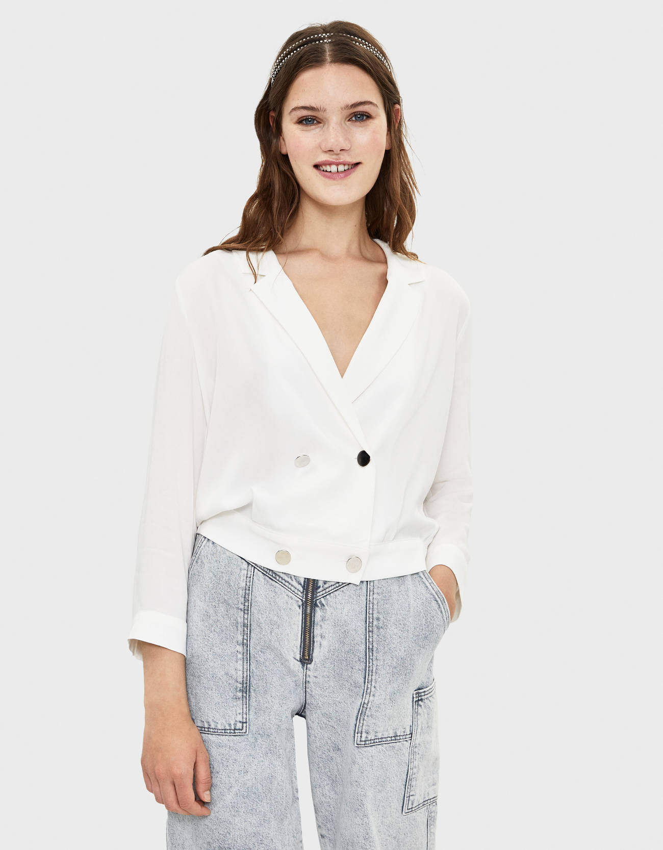Bershka Kıvrık 3/4 kollu gömlek 2 Bershka Kıvrık 3/4 kollu gömlek 3