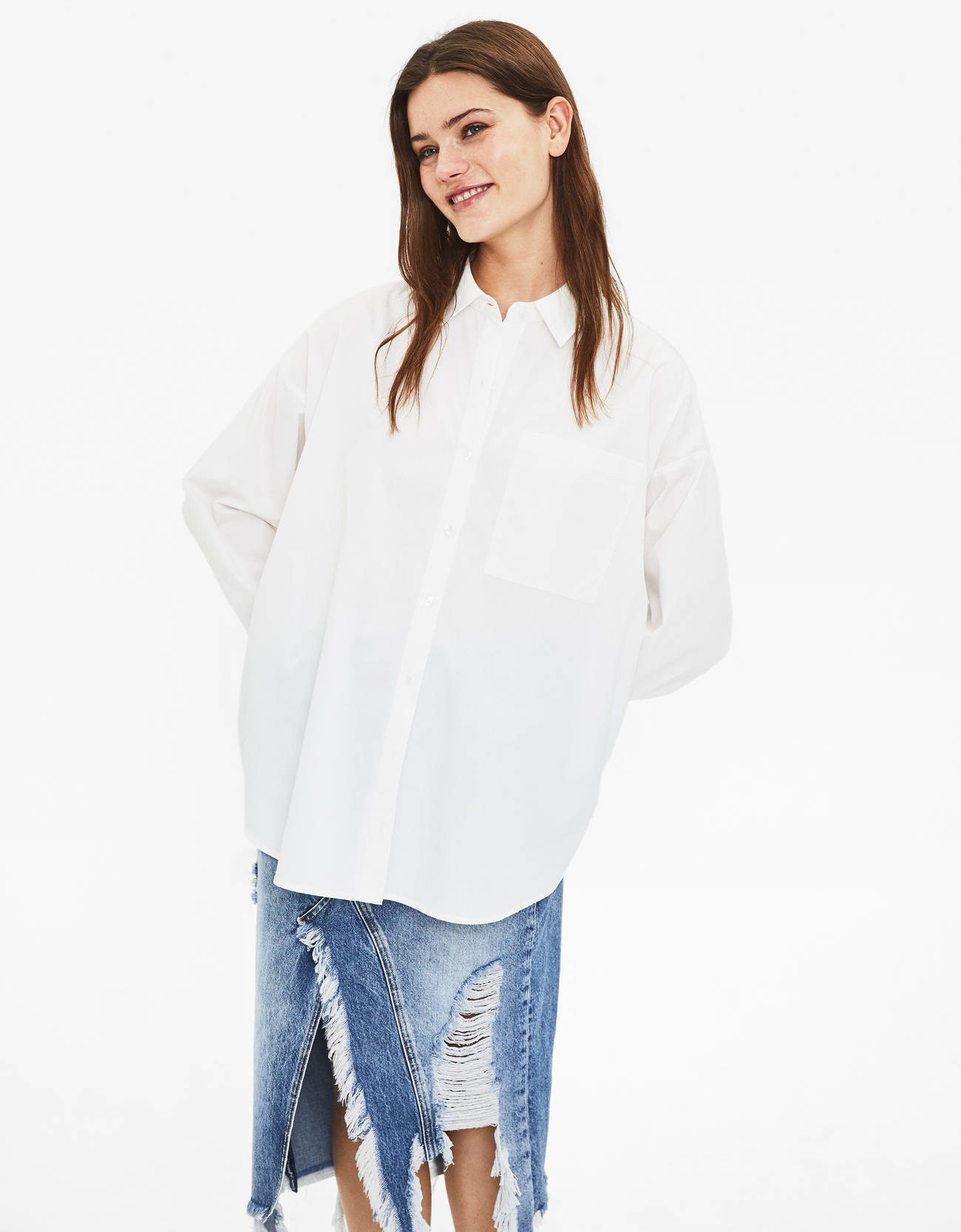 Bershka Oversize poplin gömlek 10 Bershka Oversize poplin gömlek 11