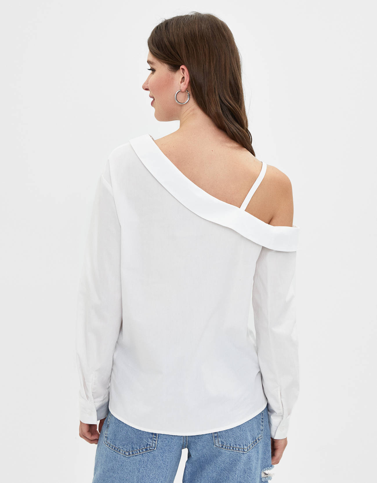 Bershka Asimetrik poplin gömlek 0 Bershka Asimetrik poplin gömlek 1