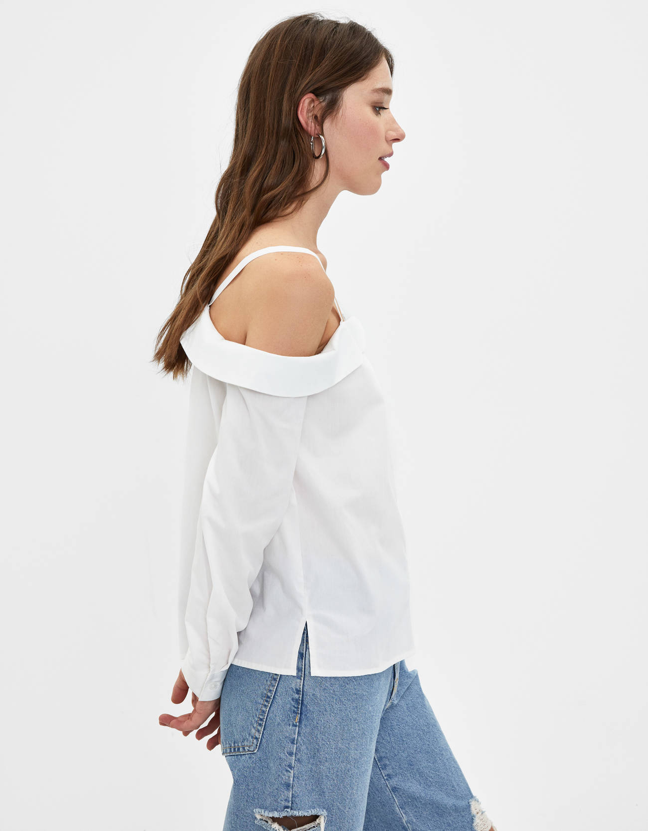 Bershka Asimetrik poplin gömlek 4 Bershka Asimetrik poplin gömlek 5