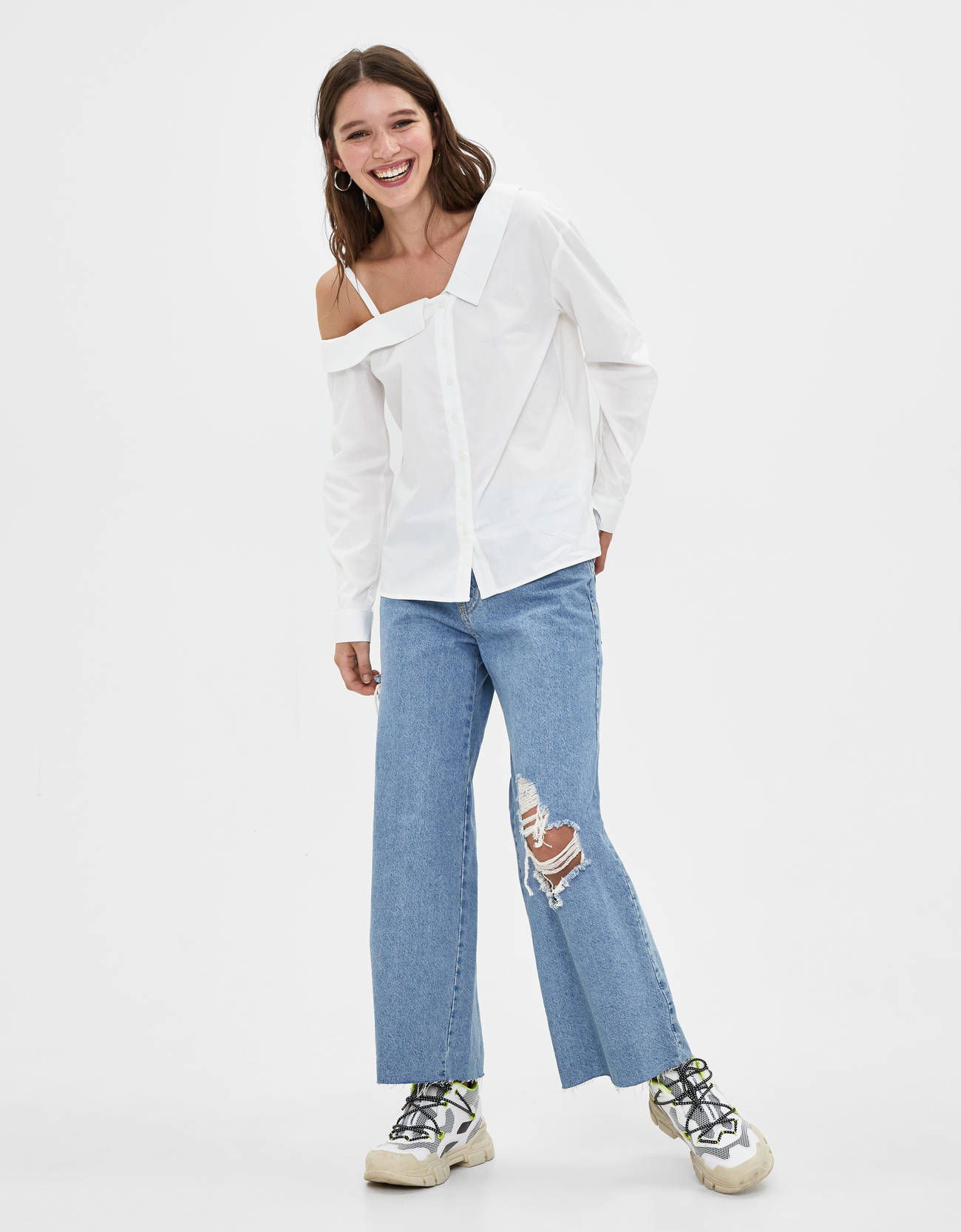 Bershka Asimetrik poplin gömlek 10 Bershka Asimetrik poplin gömlek 11