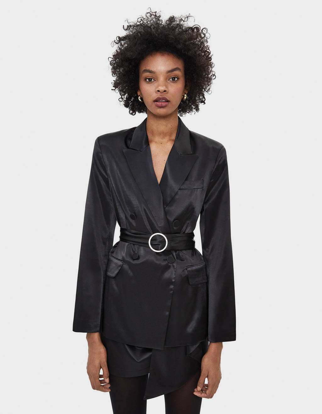 satin belted blazer