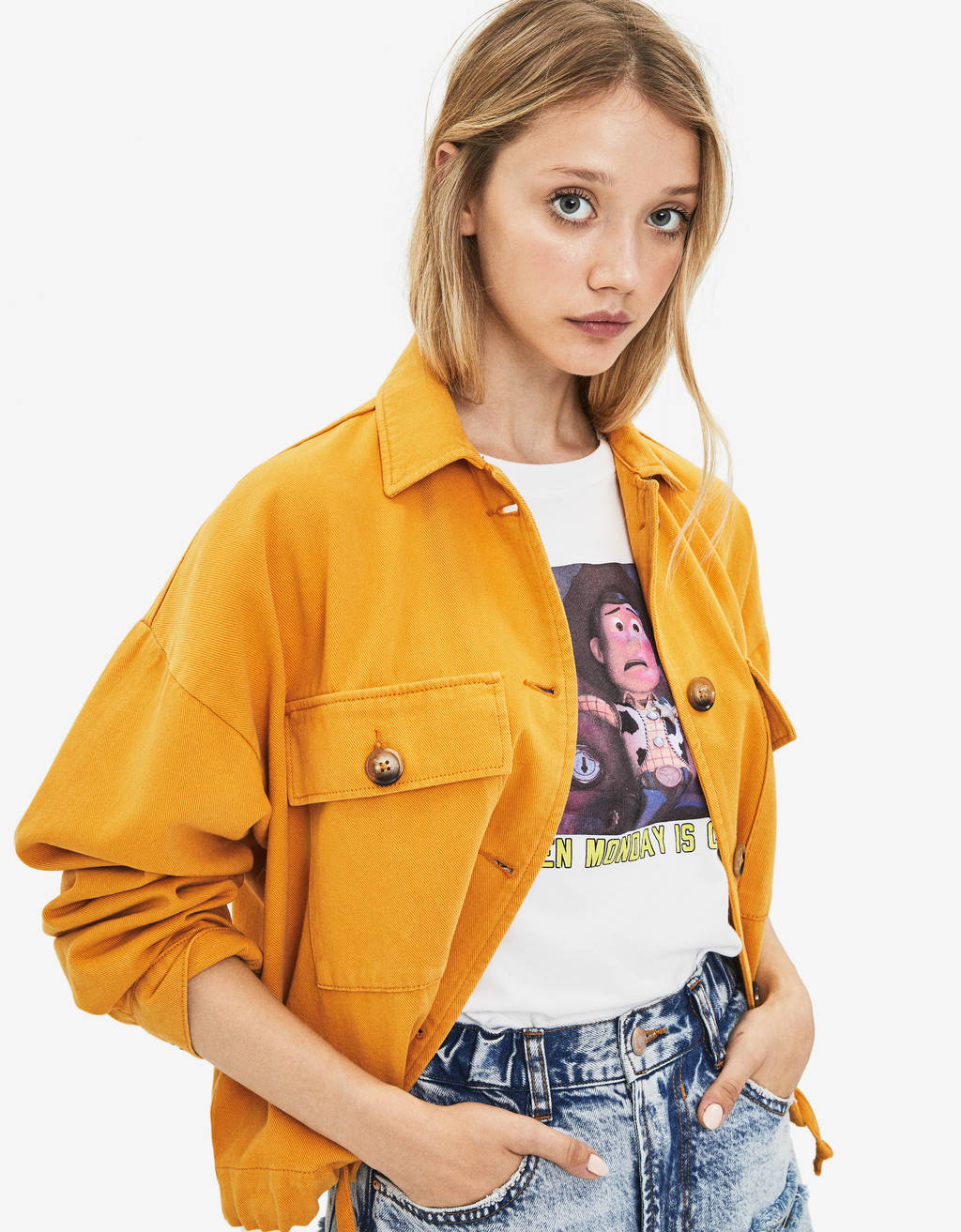 cropped denim jacket bershka