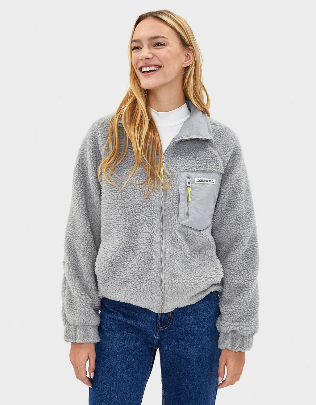 bershka zip front sweat