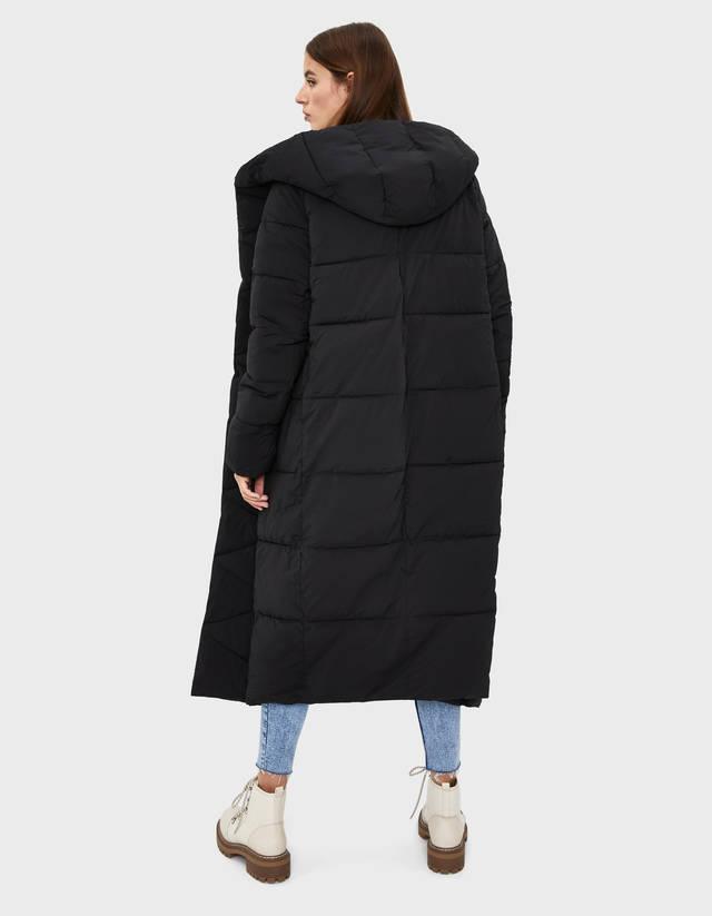 maxi puffer coat with hood