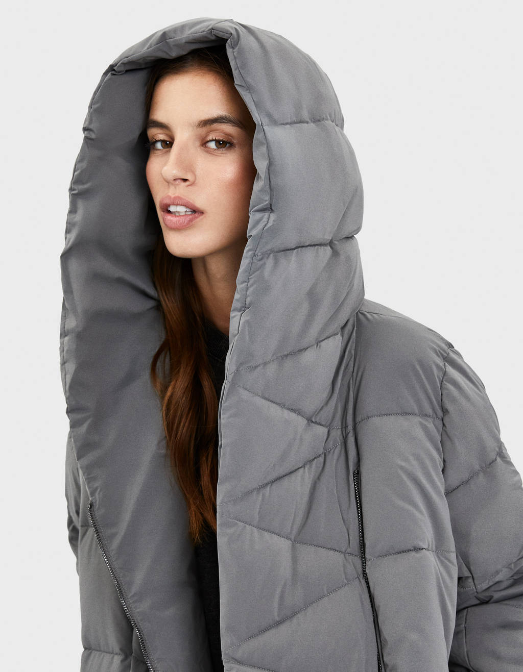 hooded maxi puffer coat