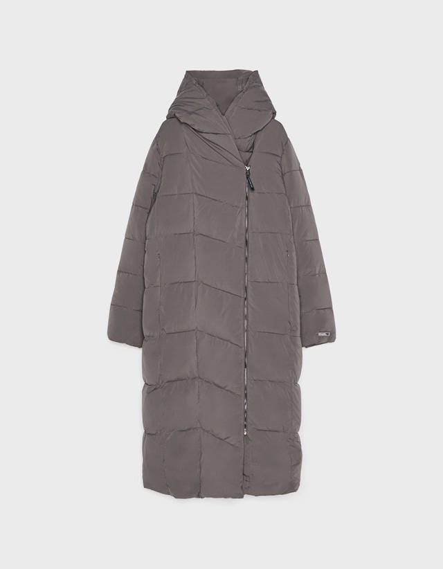 maxi puffer coat with hood