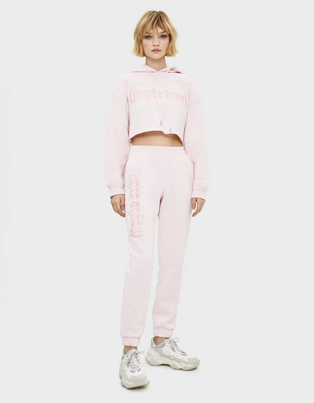 Cropped hoodie with print - New - Bershka Venezuela