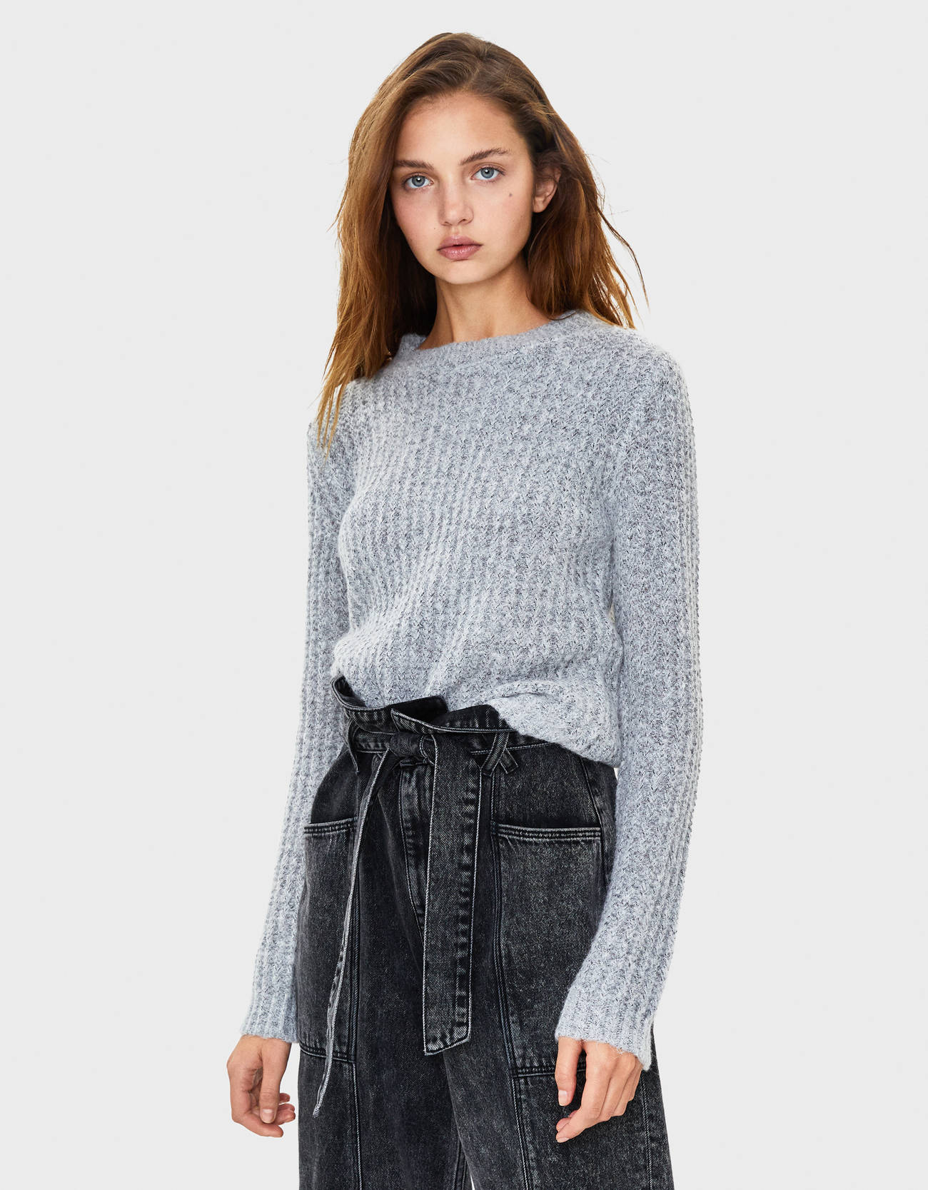 Bershka Fitilli kırçıllı kazak 2 Bershka Fitilli kırçıllı kazak 3