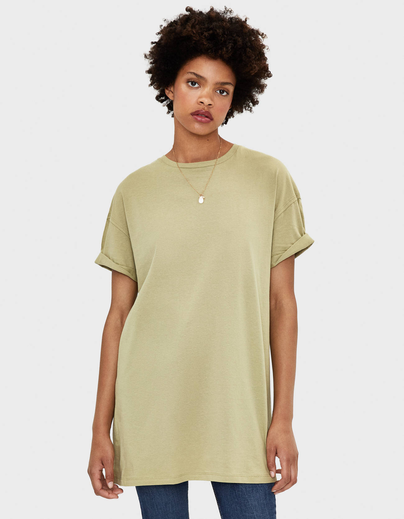 Bershka Kısa kollu uzun t-shirt 4 Bershka Kısa kollu uzun t-shirt 5