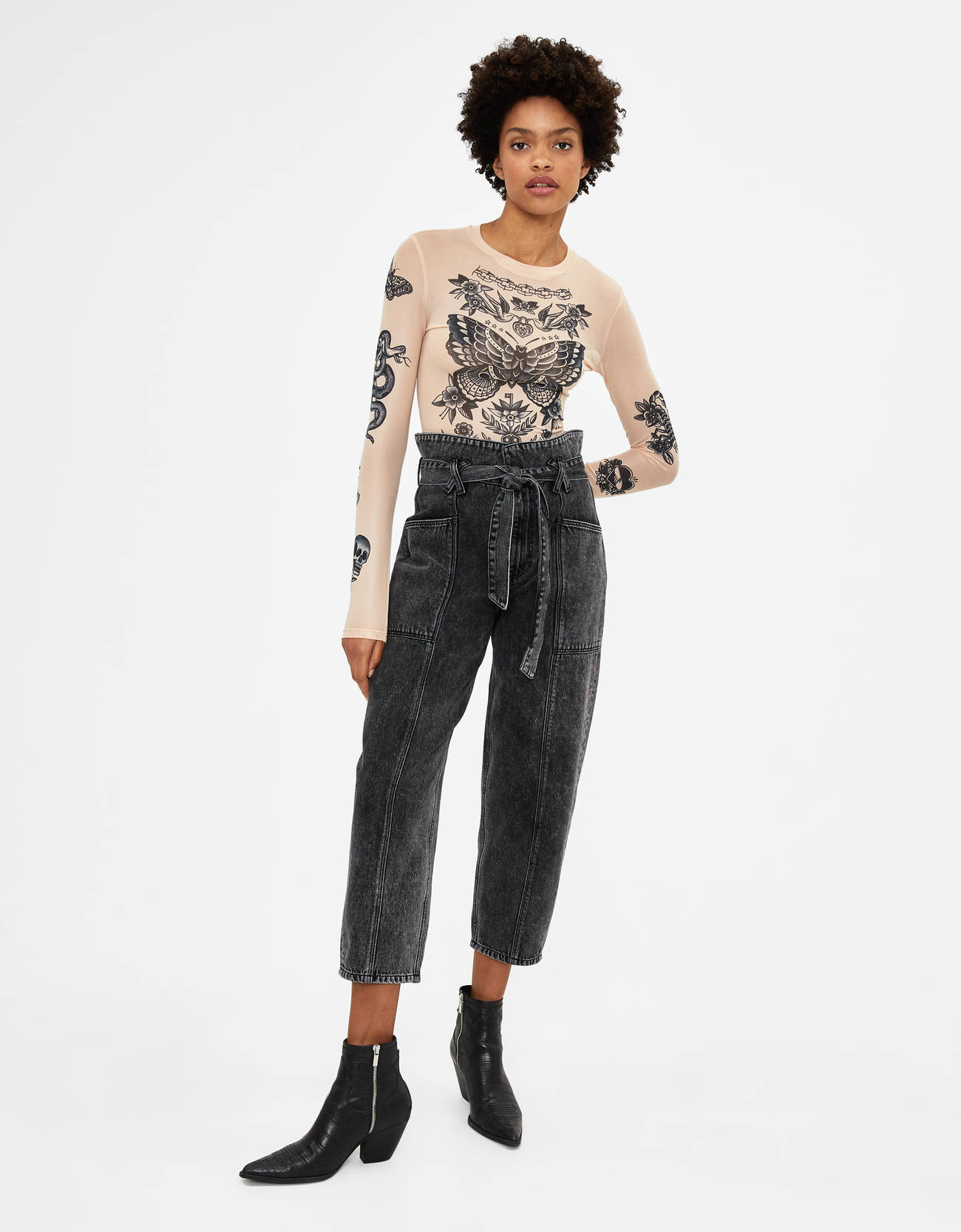 Bershka Kelebek baskılı tül body 4 Bershka Kelebek baskılı tül body 5