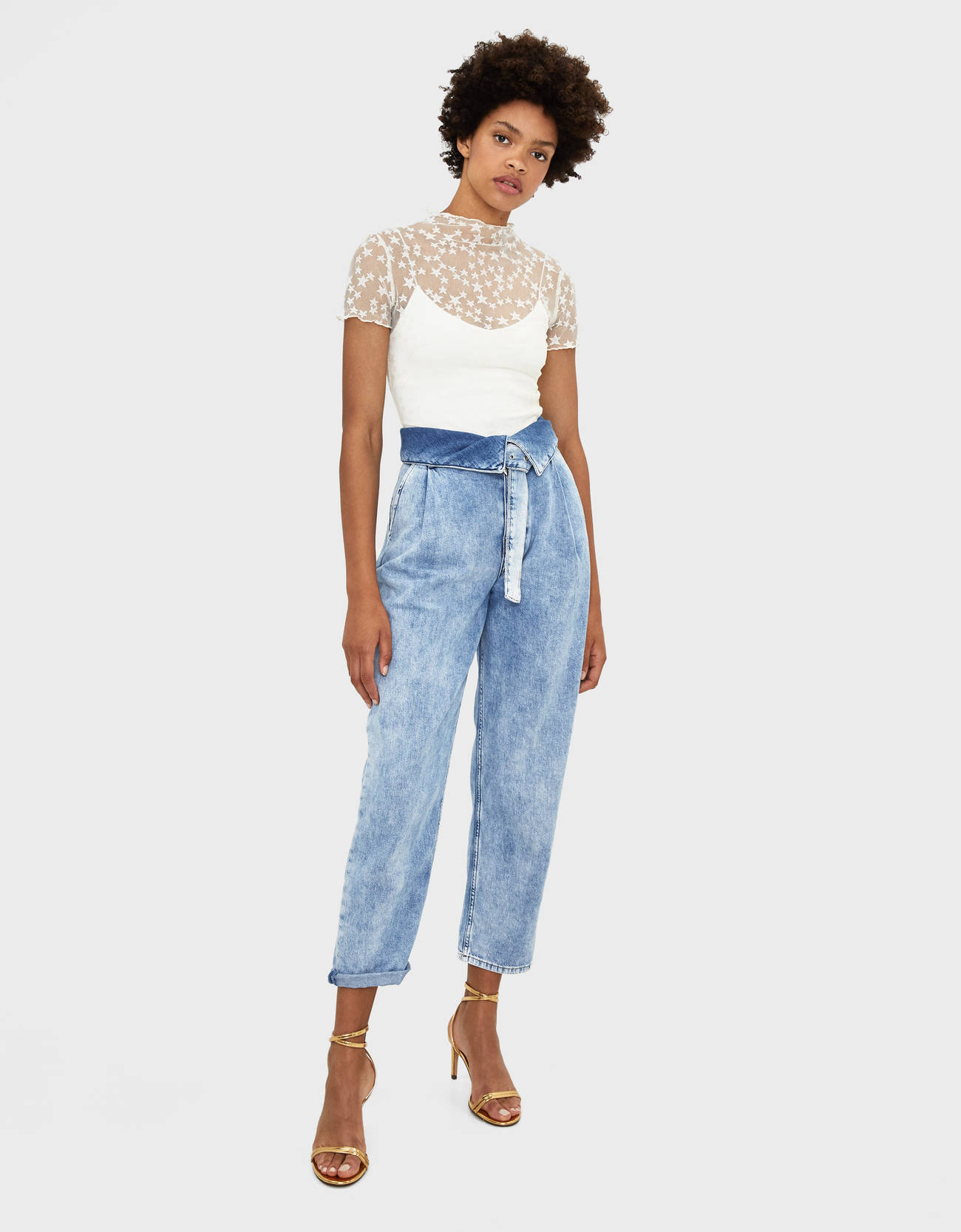 Bershka Puantiye desenli fileli t-shirt 4 Bershka Puantiye desenli fileli t-shirt 5