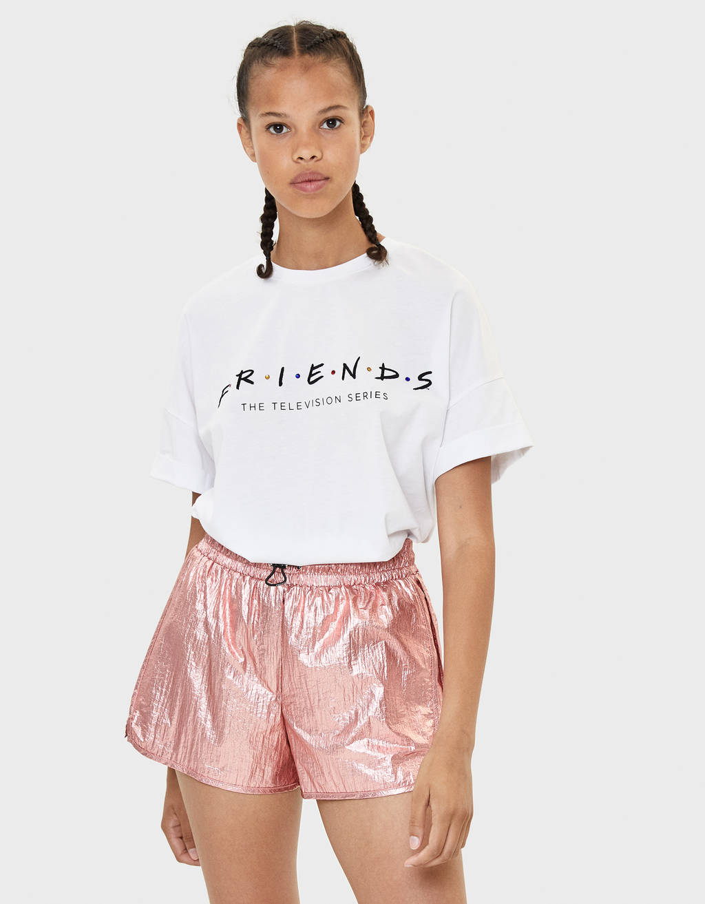 pink metallic shorts