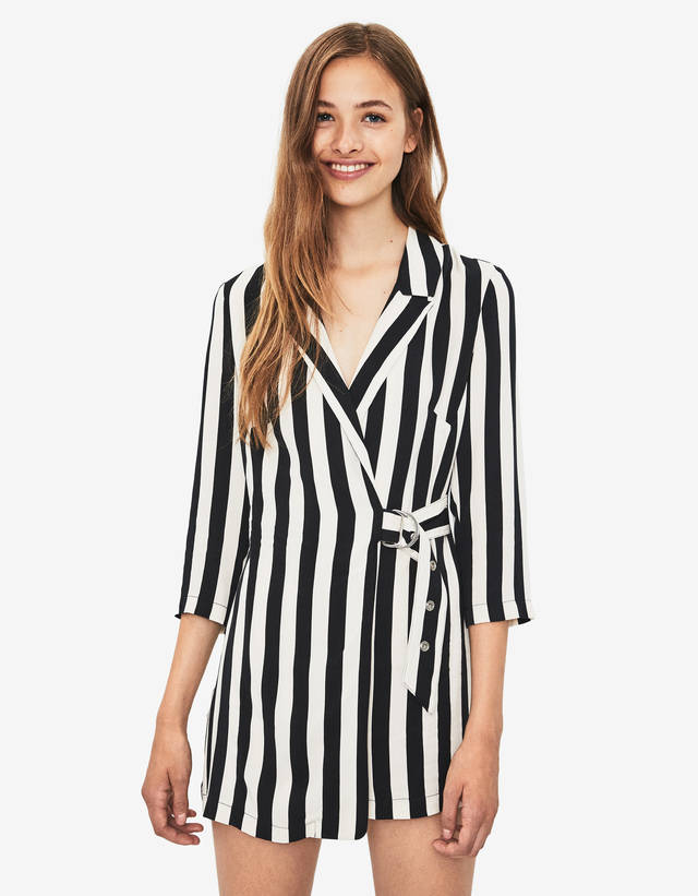 bershka striped jumpsuit
