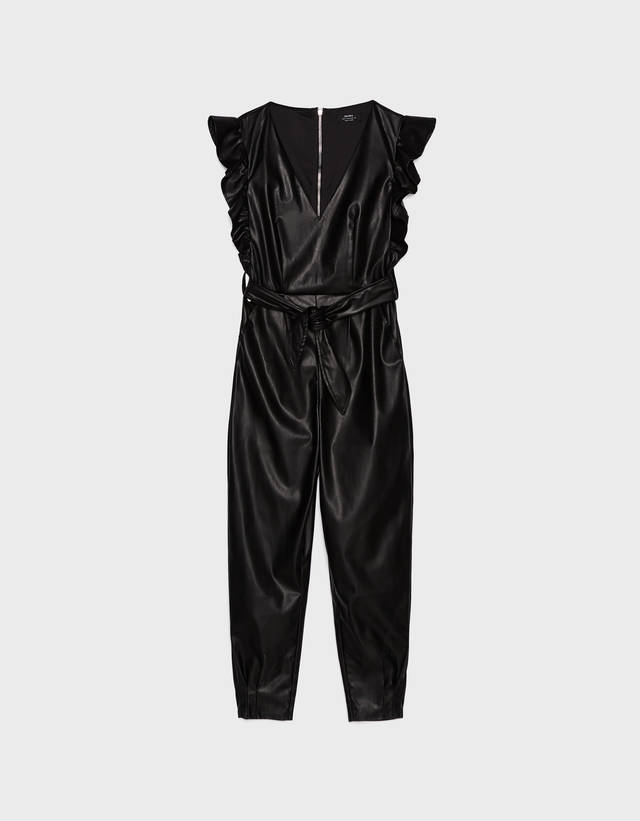 bershka leather jumpsuit