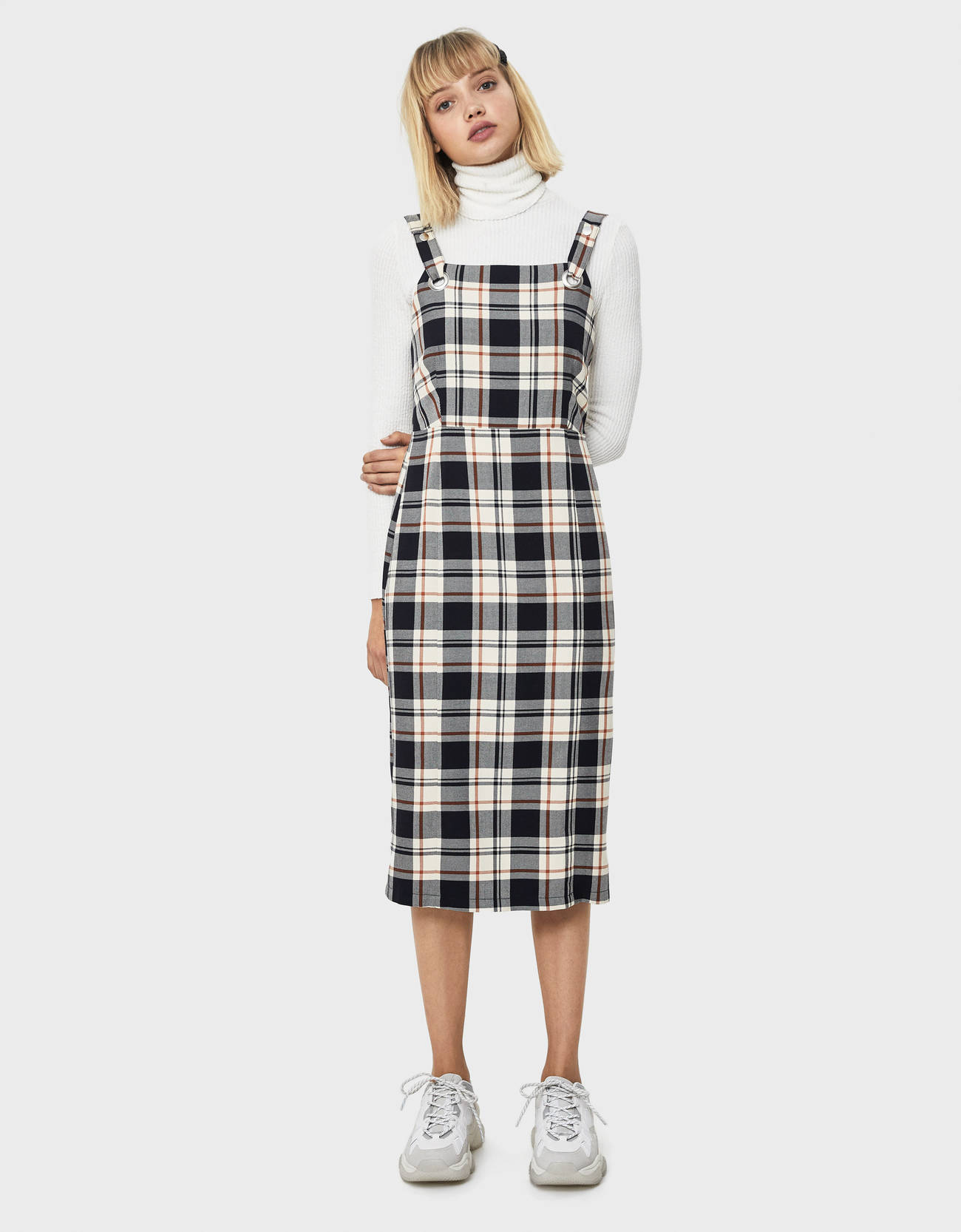 checked midi dress