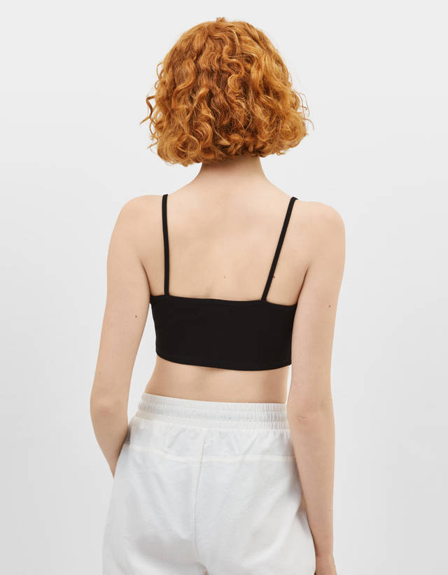 Strappy top with slogan print