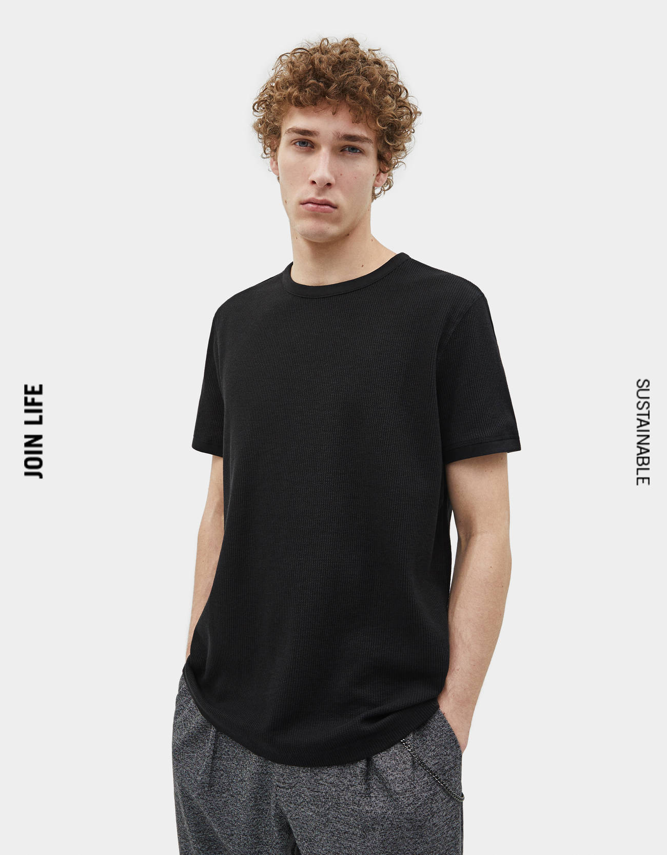 Waffle texture T-shirt - T-Shirts 