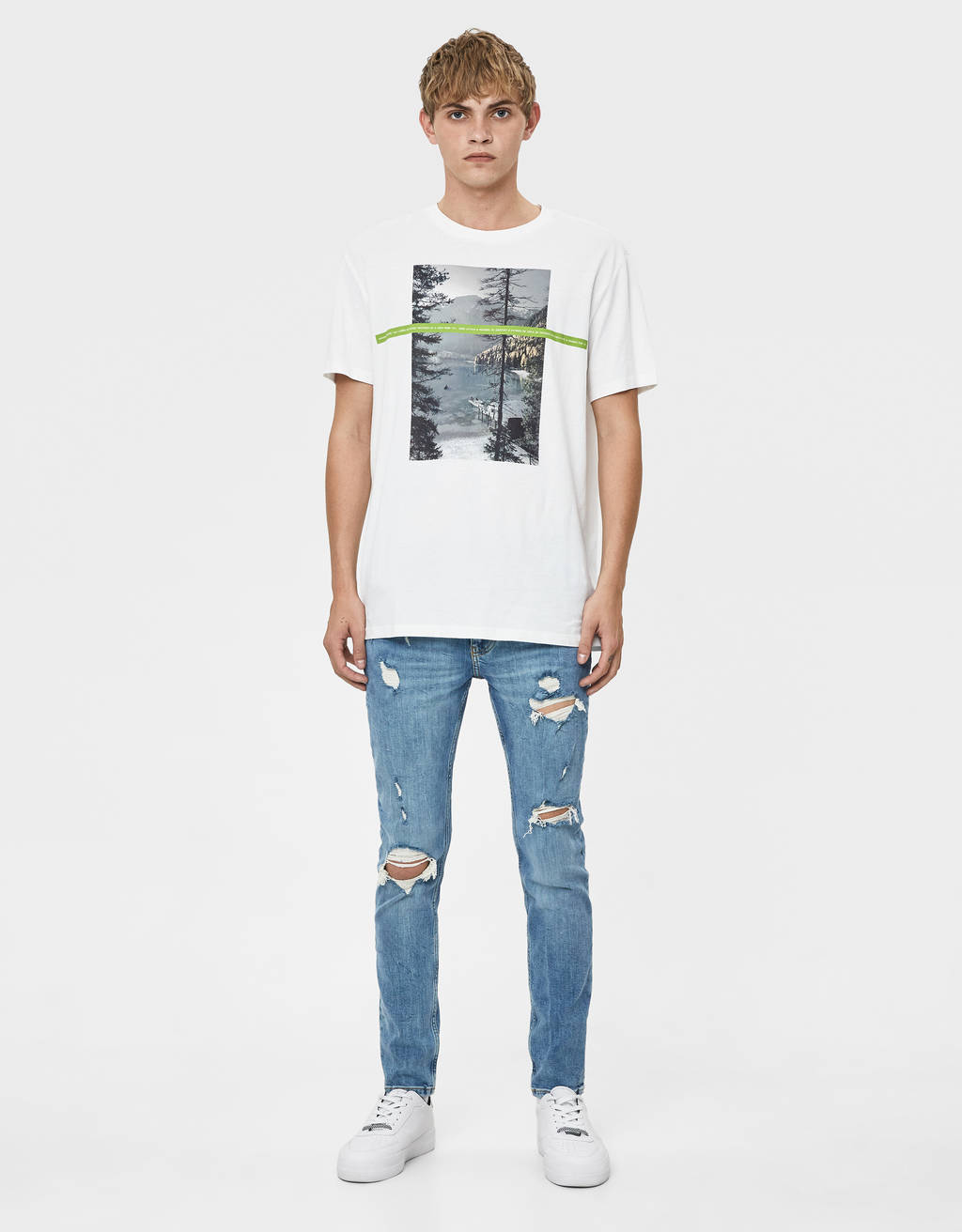 Ripped skinny jeans - null - Bershka 
