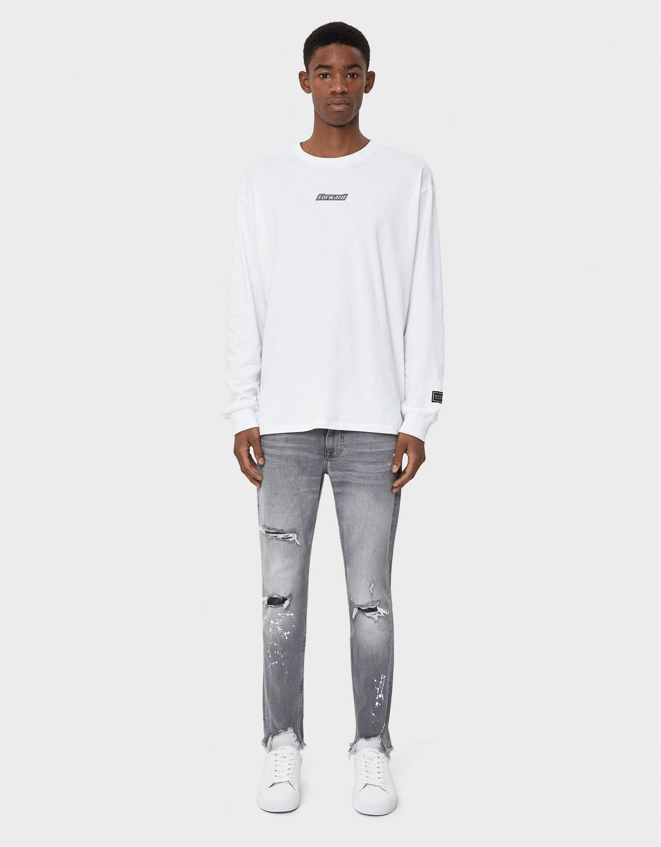 Paint splatter skinny jeans - null 
