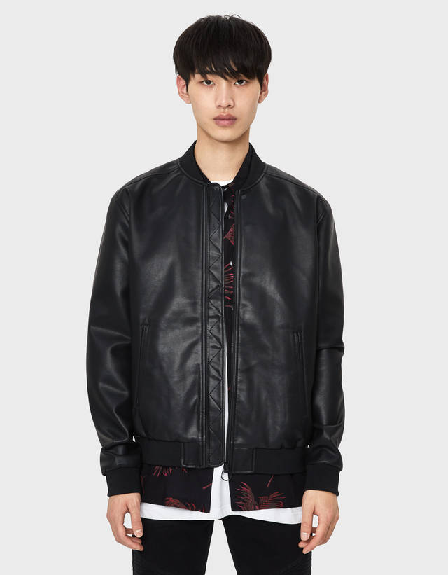 bershka black bomber jacket