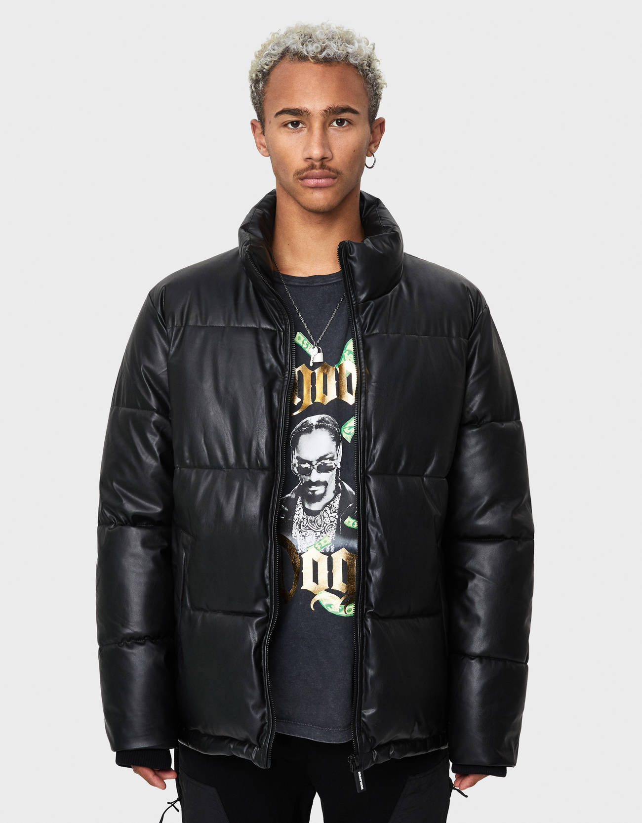 mens puffer biker jacket