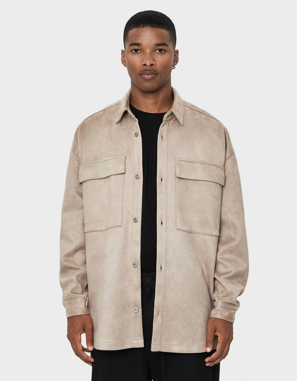 faux suede overshirt