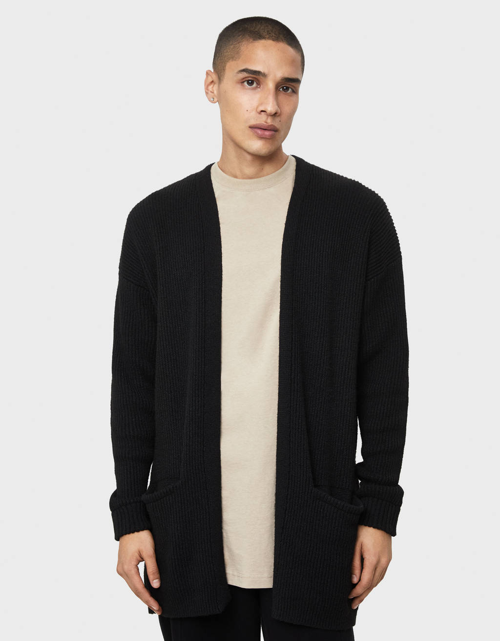 Knit cardigan with pockets - null 