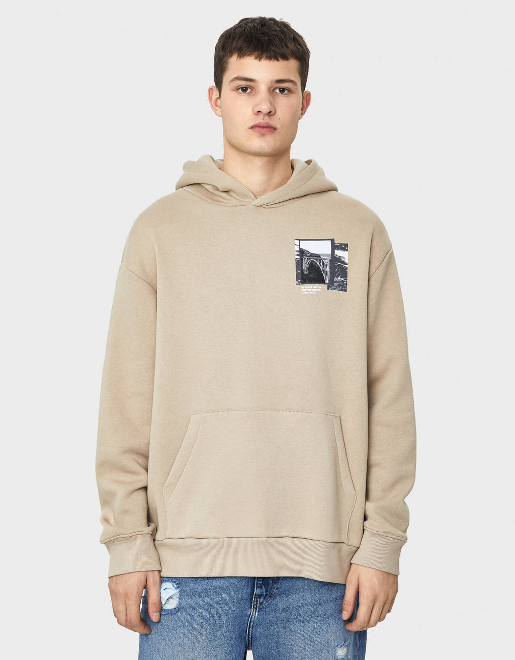 Baskili Sweatshirt Koleksiyon Erkek Bershka Turkey