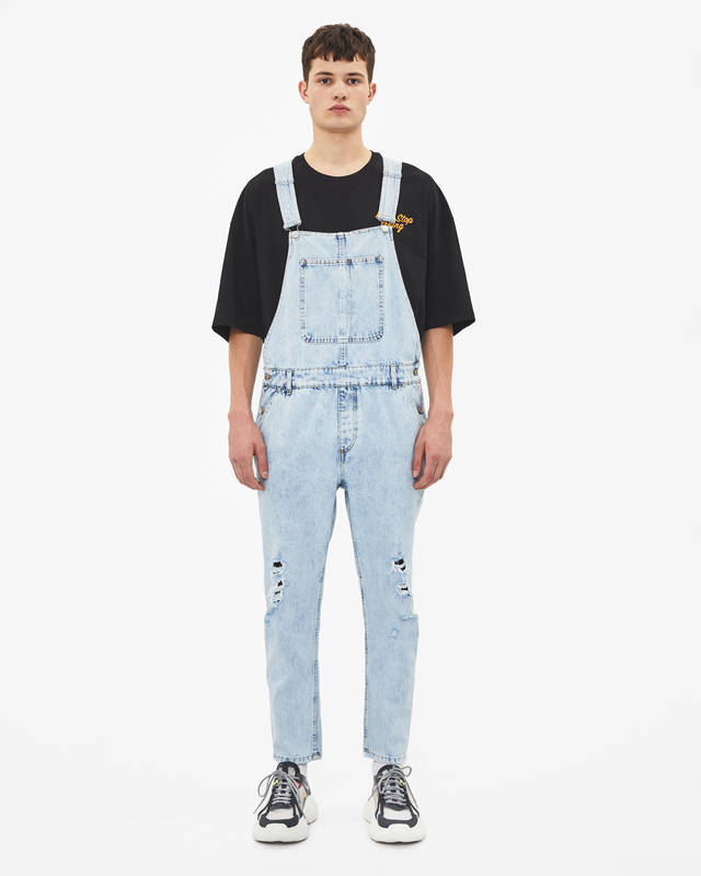 ripped denim dungarees