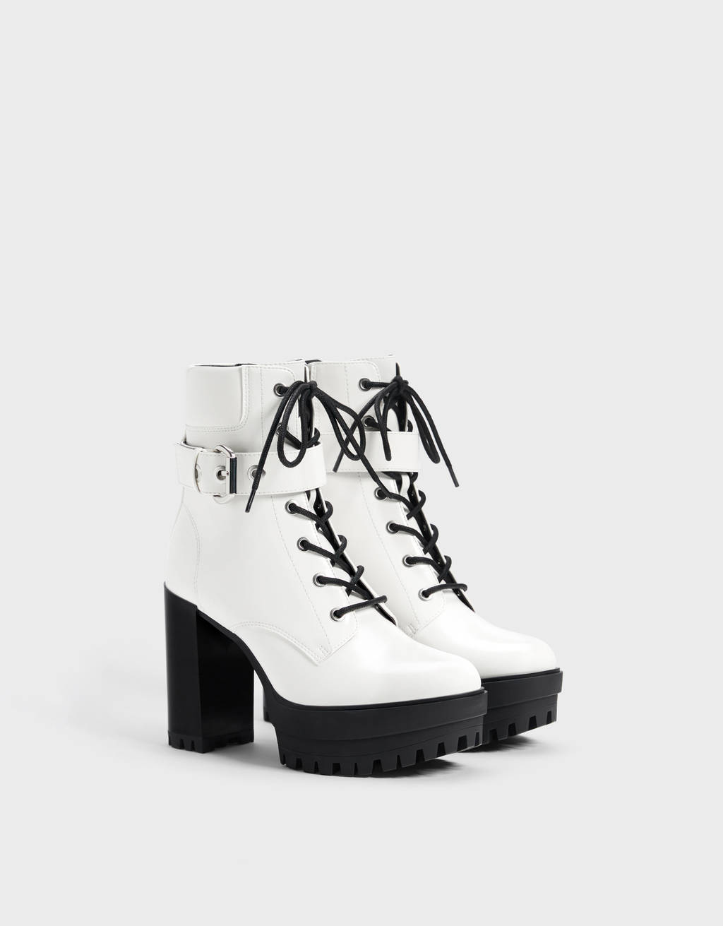 Platform high-heel ankle boots - Black 