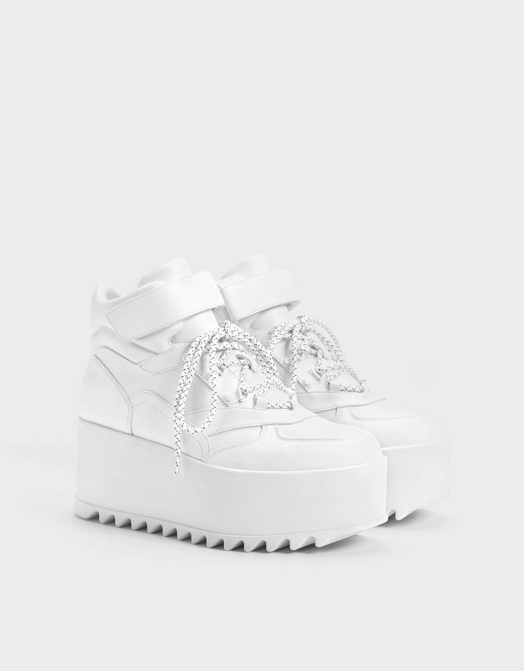 bershka white platform sneakers