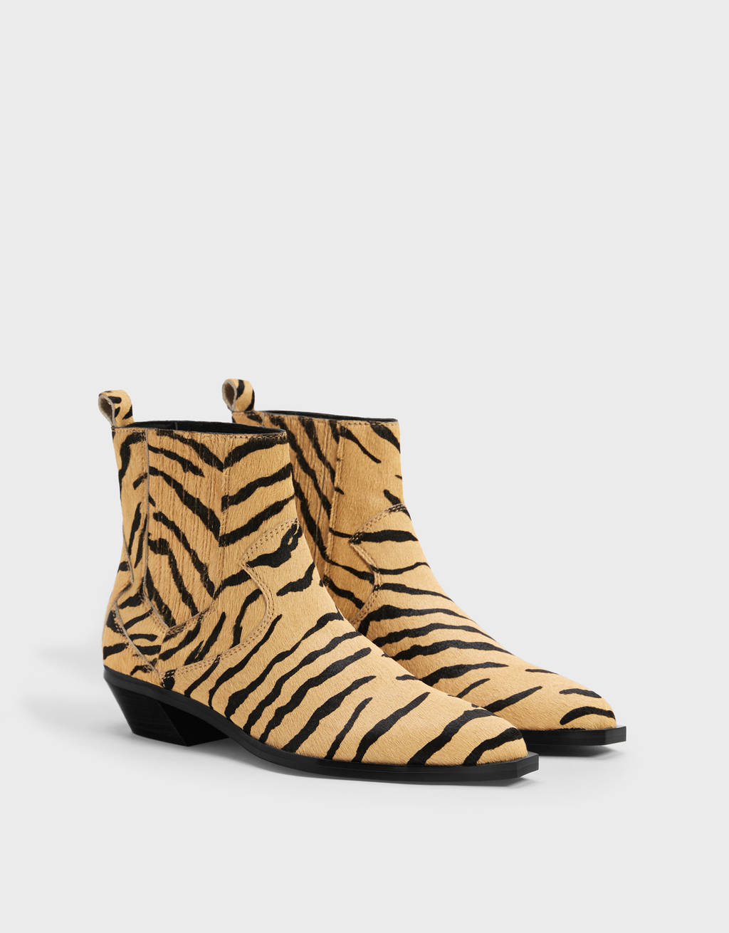 Animal print LEATHER cowboy ankle boots 